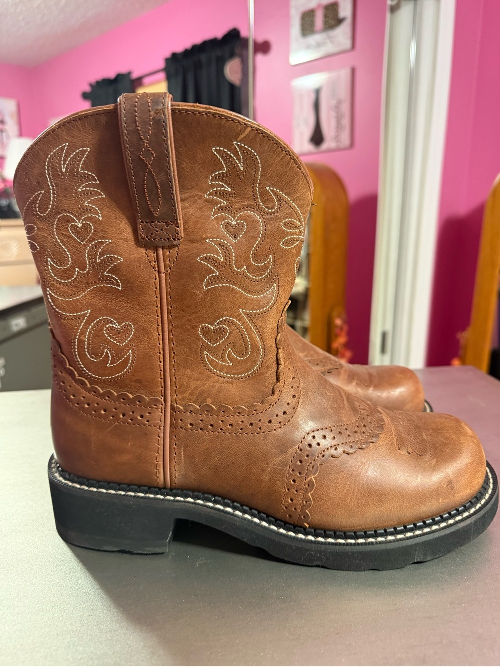 Ariat Brown women Western Stitch-Accent Boots